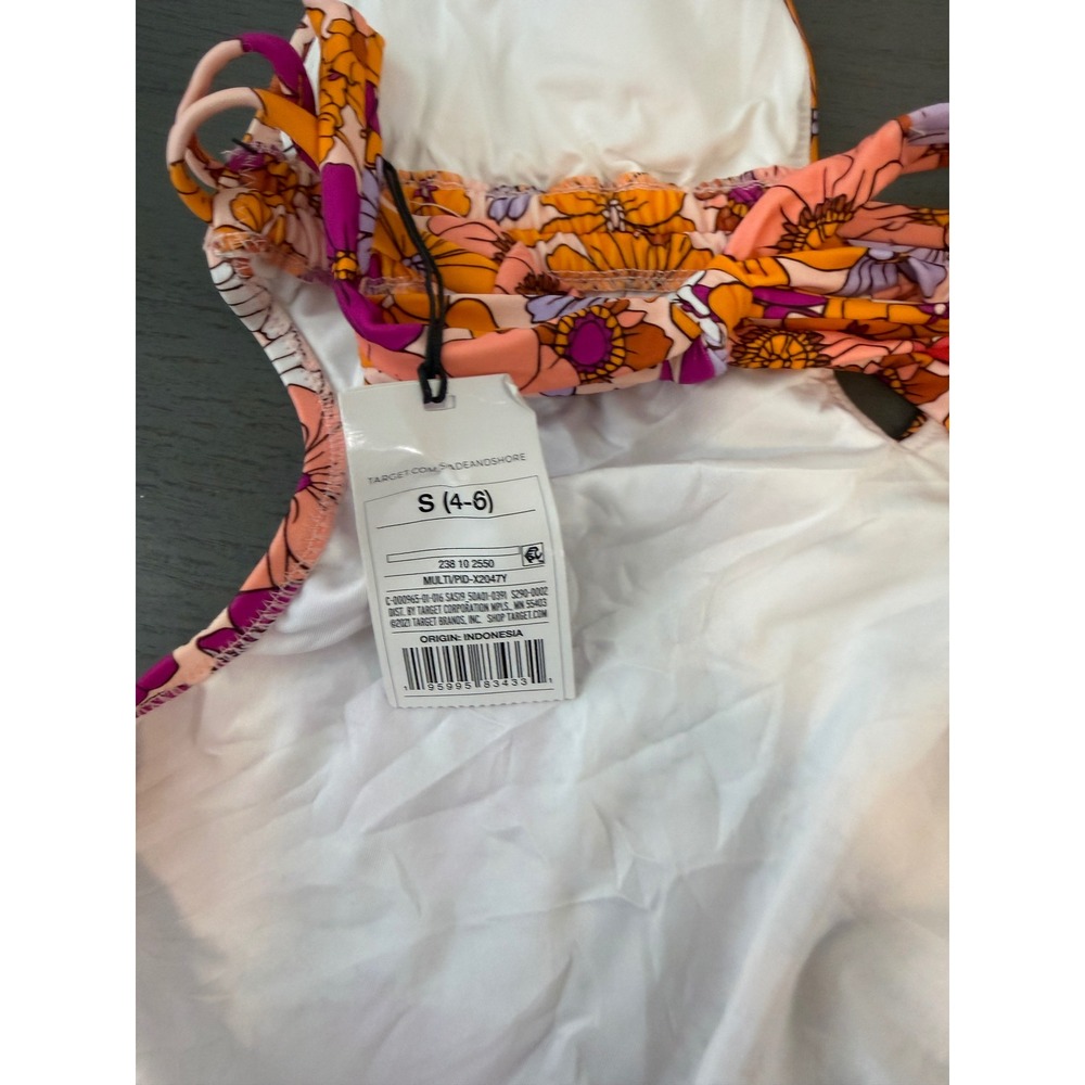 NW5 Shade & Shore Floral Monokini Swimsuit Orange Pink Retro Halter Small 4-6 - Picture 3 of 3